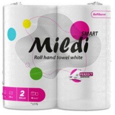 Паперові рушники Mildi Smart в рулоні, білі двошарові, целюлозні, 2 рул/упаковка