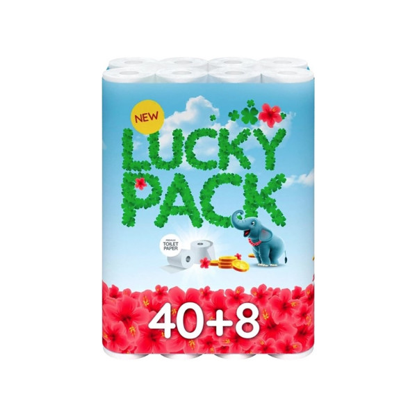 Туалетний папір “Lucky Pack”, 15,95 м, 2-шаровий, білий, 48 шт/пак